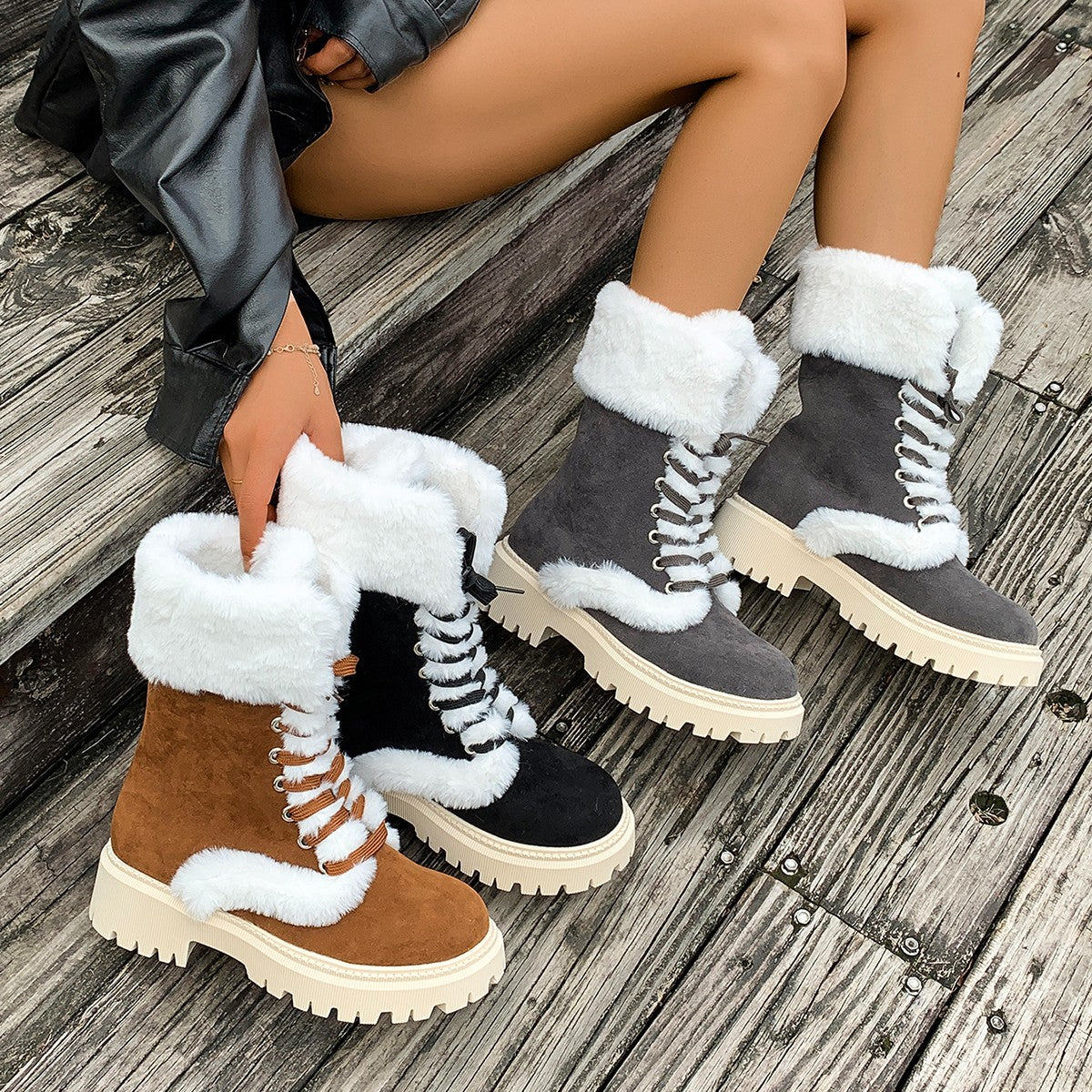 Women's Plus-size High-top Padded Thermal Boots